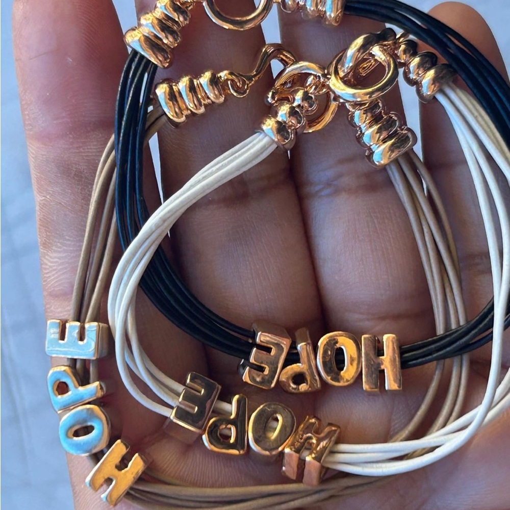 Gold and Black 'Hope' 3 Bracelet Set